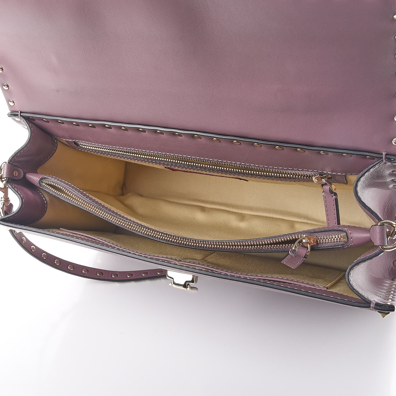 Valentino Garavani Calfskin Rockstud Single Handle Flap Bag Dark Mauve 6 of 9