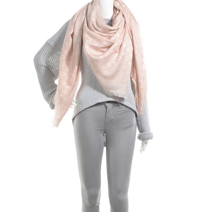 Louis Vuitton Silk Wool Monogram Denim Shawl Rose 2 of 5
