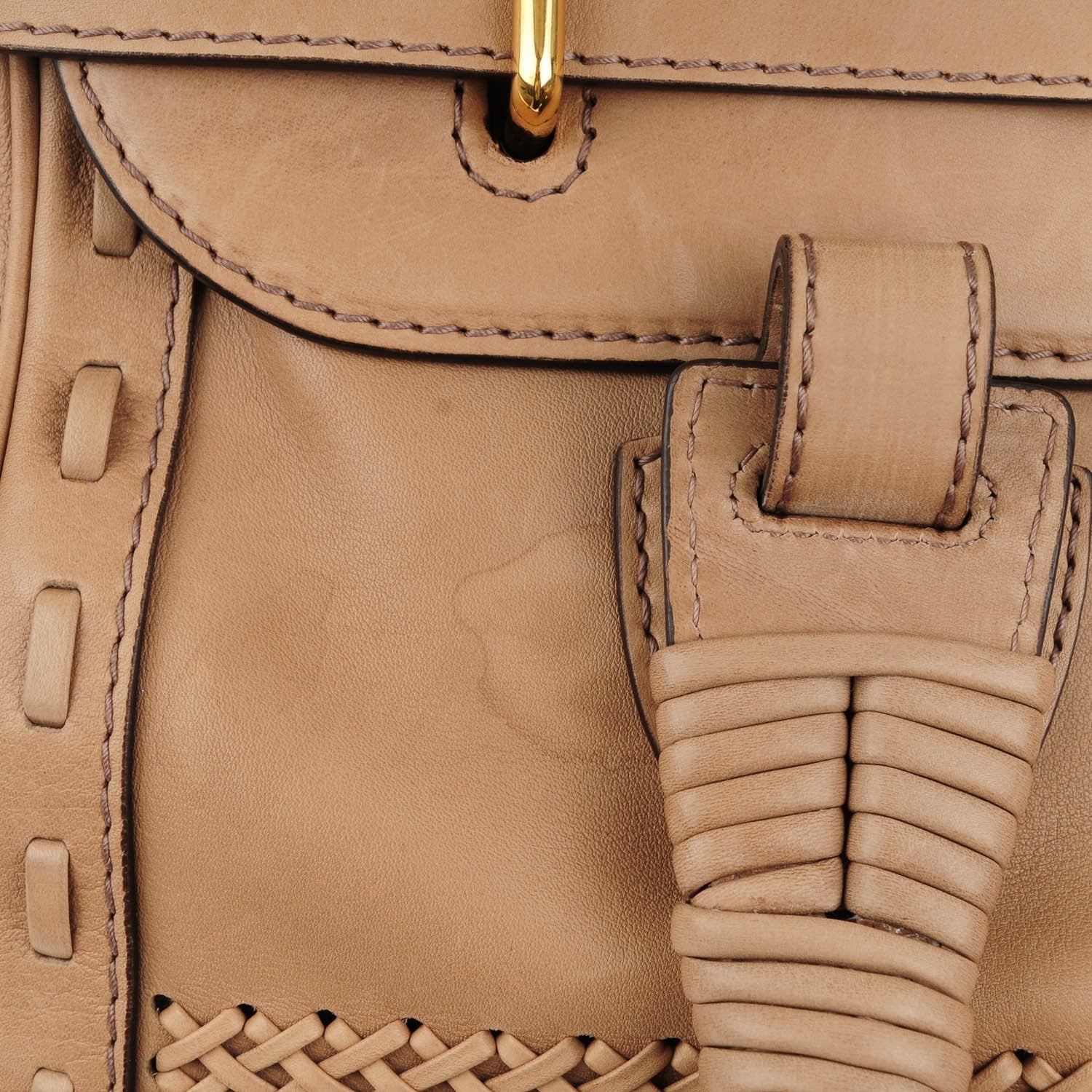 Gucci Leather Handmade Large Top Handle Bag Taupe 10 of 11