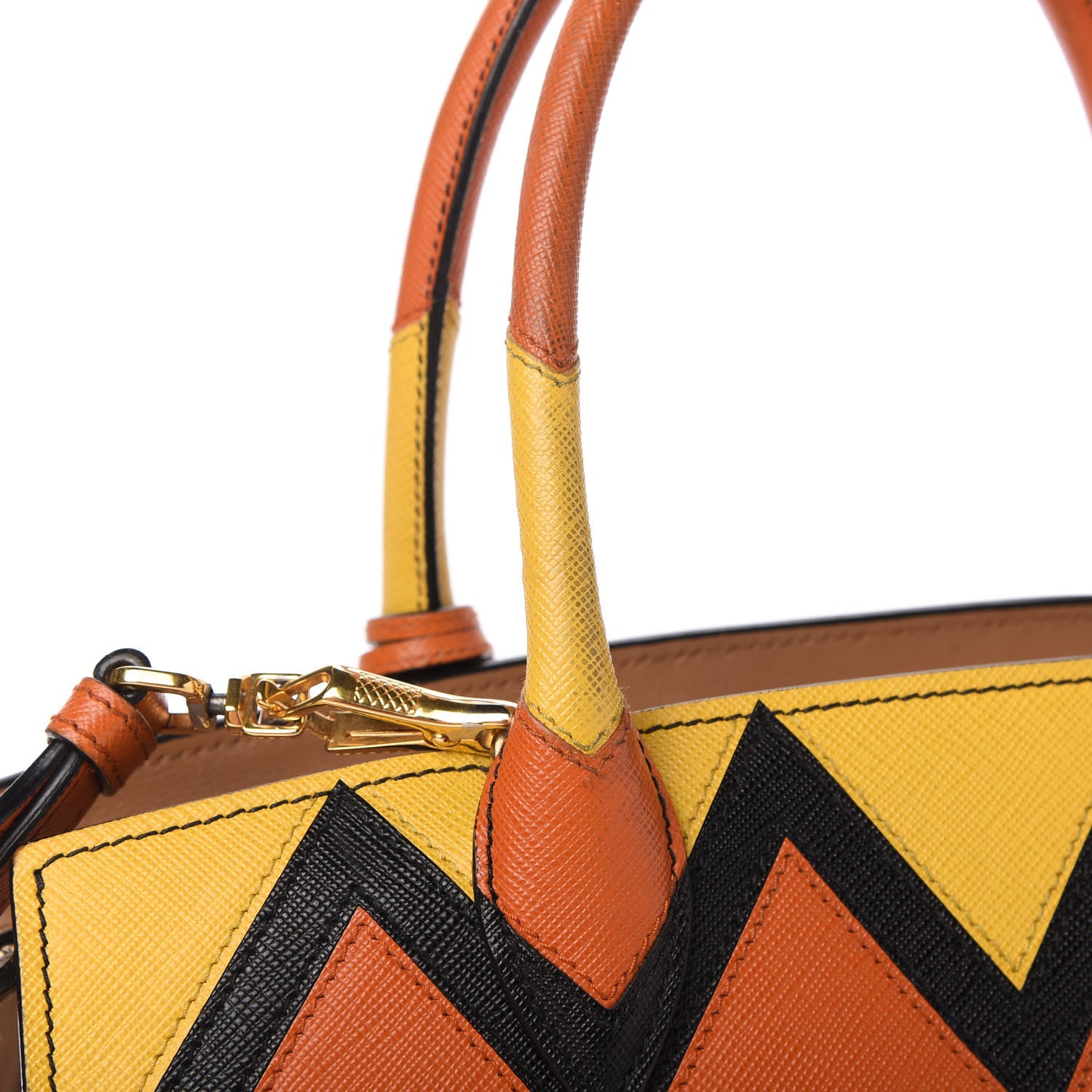 Prada City Calf Saffiano Medium Esplanade Tote Caramel Papaya 14 of 15