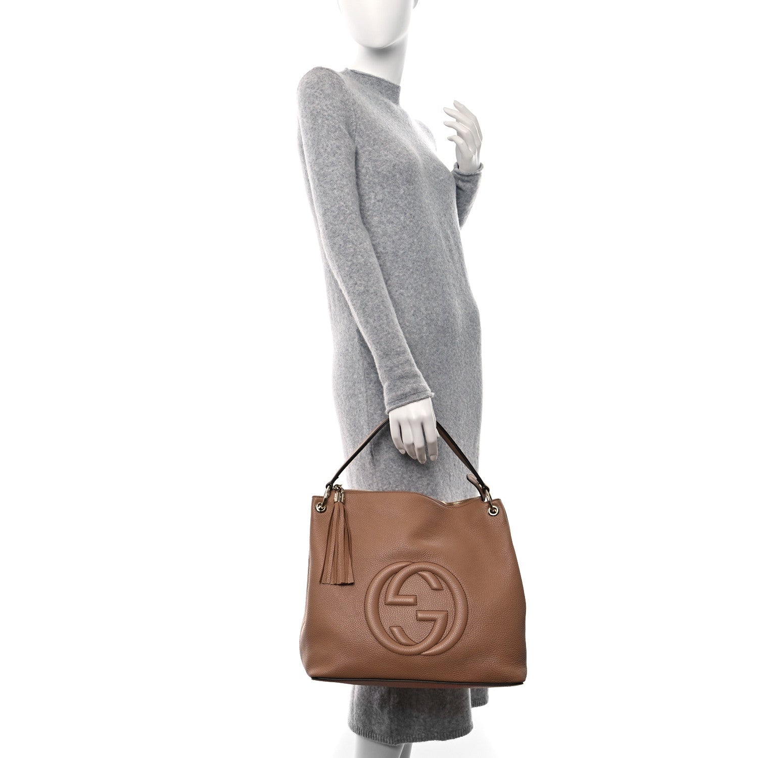 Gucci Pebbled Calfskin Large Soho Hobo Camelia 2 of 11