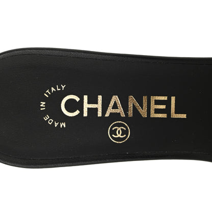Chanel Lambskin Grosgrain Cap Toe Logo Ankle Strap Pumps 38.5 White Black 7 of 8