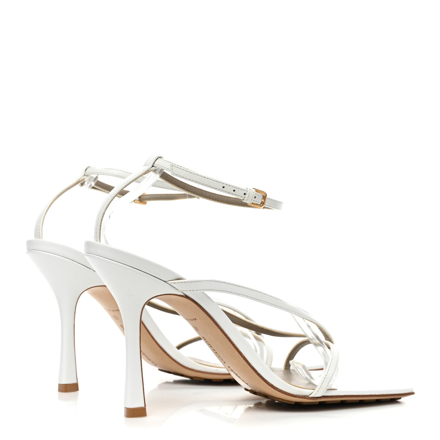 Lambskin Stretch Multi Strap 90mm Sandals 40 Optic White