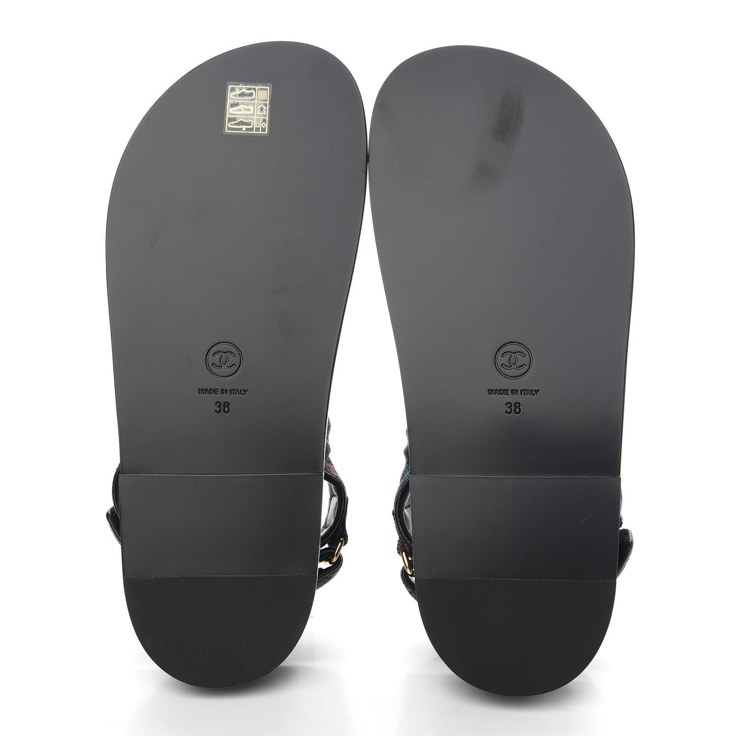 Denim Quilted Dad Sandals 38 Black Multicolor