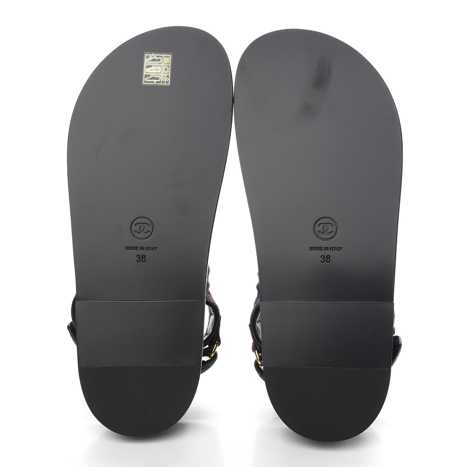 Chanel Denim Quilted Dad Sandals 38 Black Multicolor 5 of 8