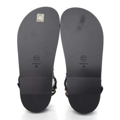 Chanel Denim Quilted Dad Sandals 38 Black Multicolor 5 of 8