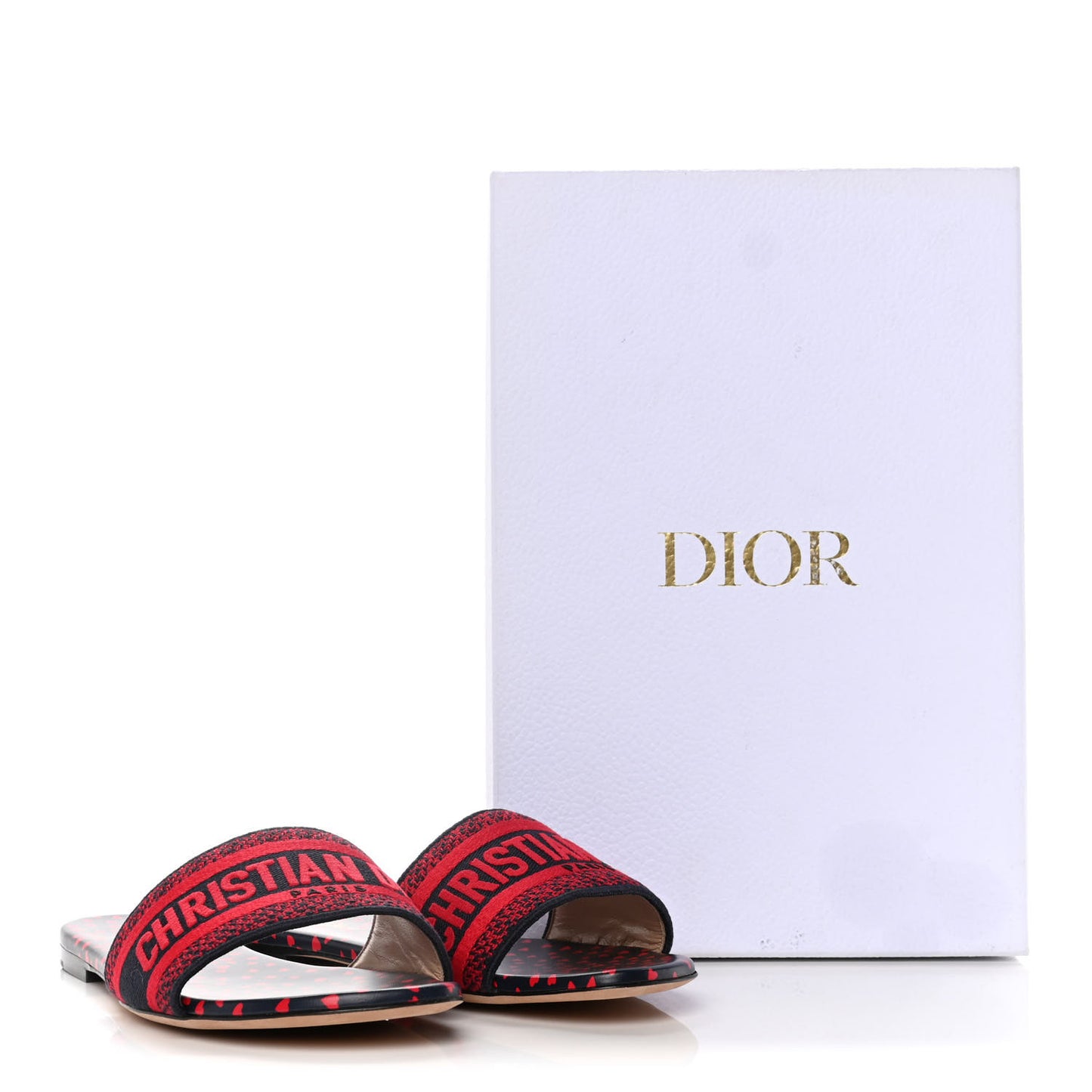 Canvas Pop Heart I Love Paris Embroidered Dway Flat Slide Sandals 41 Deep Blue Red