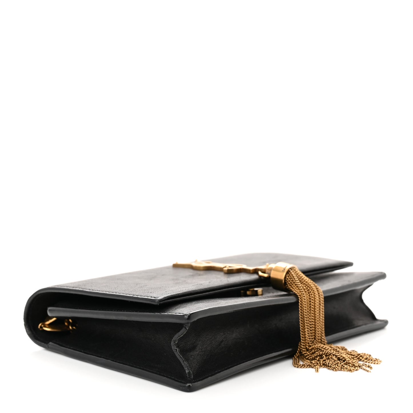 Smooth Calfskin Classic Monogram Kate Heart Tassel Heart Chain Wallet Black