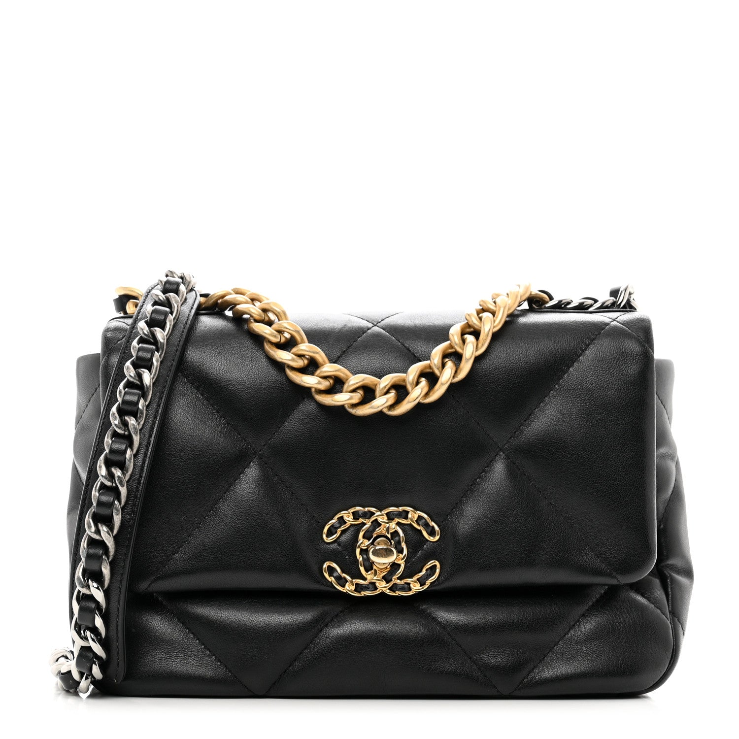 Chanel Shiny Goatskin Quilted Medium Chanel 19 Flap Black 1 of 10