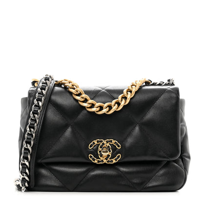 Chanel Shiny Goatskin Quilted Medium Chanel 19 Flap Black 1 of 10