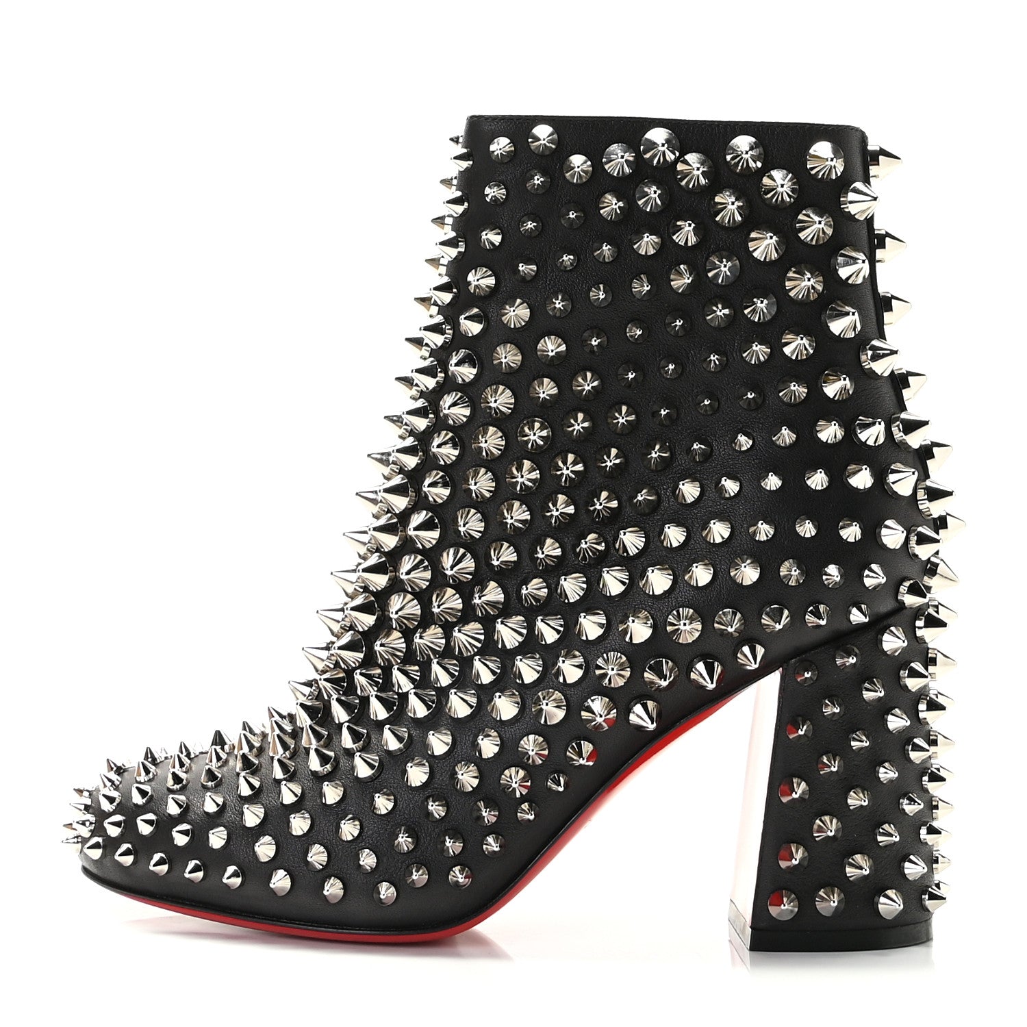 Christian Louboutin Calfskin Louise Capet Spikes 85 Boots 37 Black Silver 1 of 9