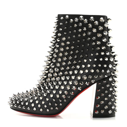 Christian Louboutin Calfskin Louise Capet Spikes 85 Boots 37 Black Silver 1 of 9