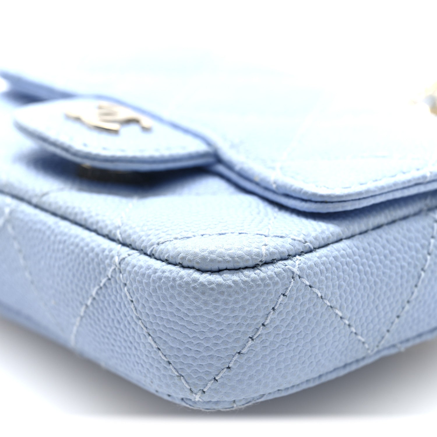 Chanel Caviar Quilted Mini Chain Belt Bag Light Blue 10 of 10