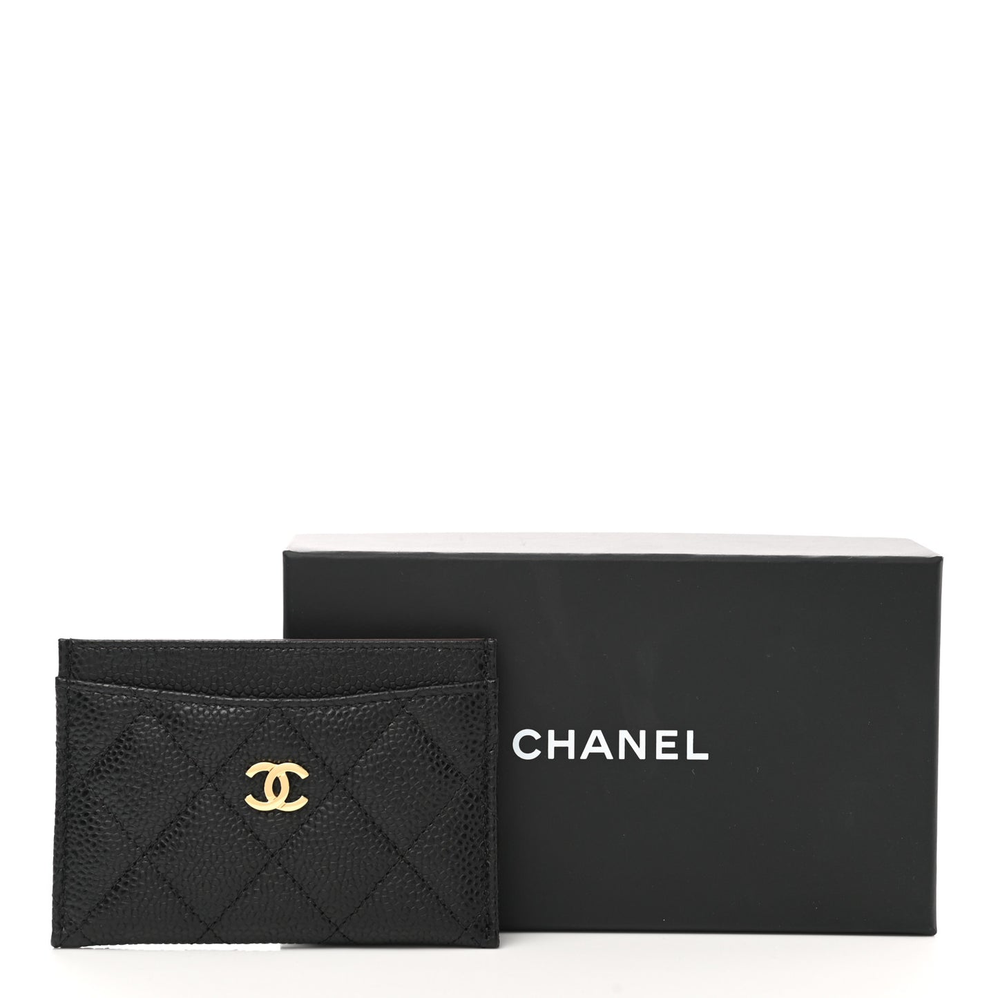 Caviar Quilted Card Holder Black