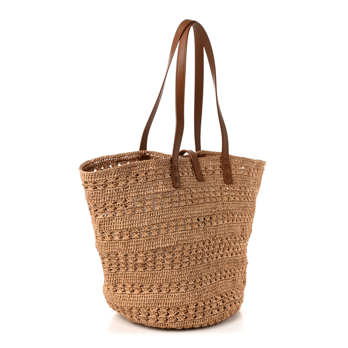 Raffia Calfskin Medium Panier Tote Naturel