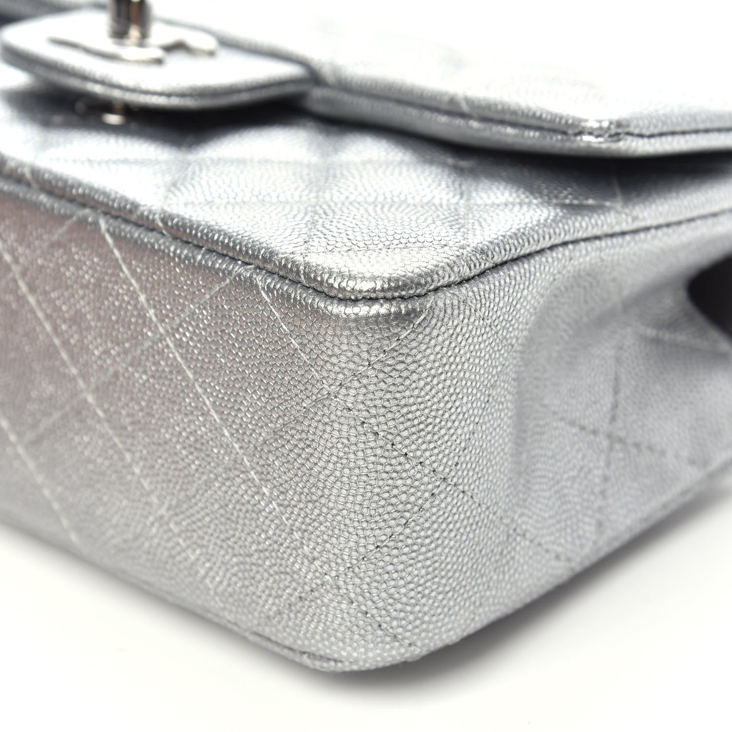 Chanel Metallic Caviar Quilted Mini Top Handle Rectangular Flap Silver 10 of 10