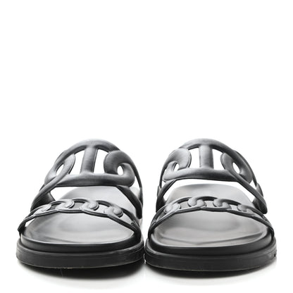 Hermes Nappa Extra Sandals 38 Black 2 of 9