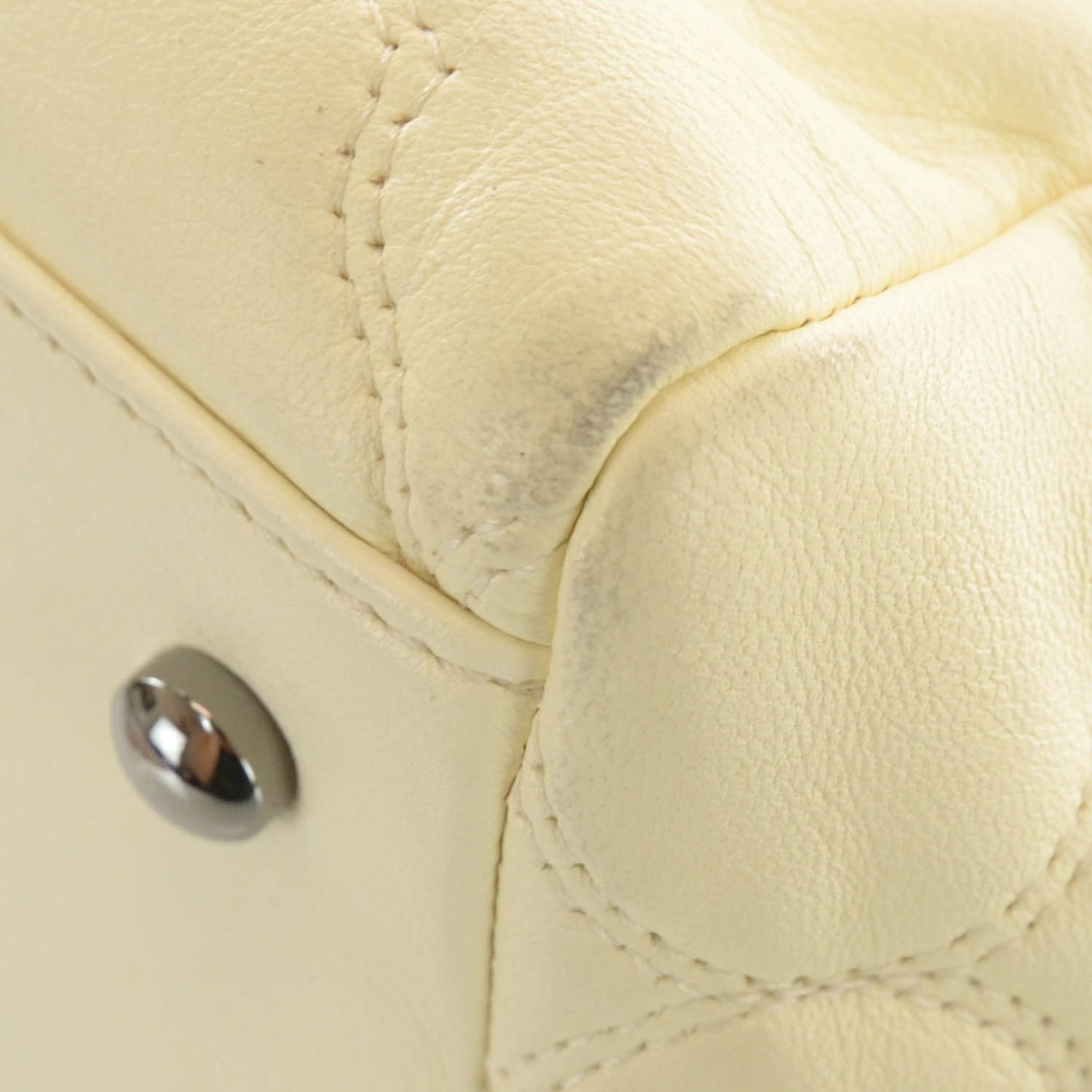 Lambskin Cells Accordion Tote Dark White