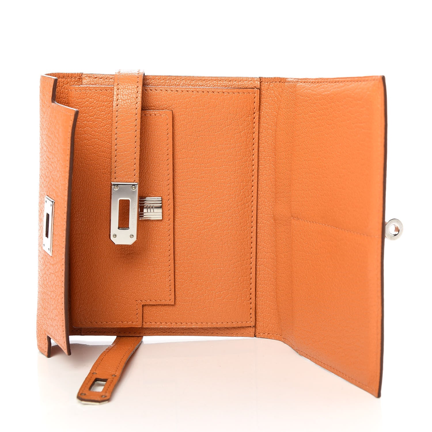 Hermes Chevre Mysore Kelly Compact Wallet Orange 5 of 7