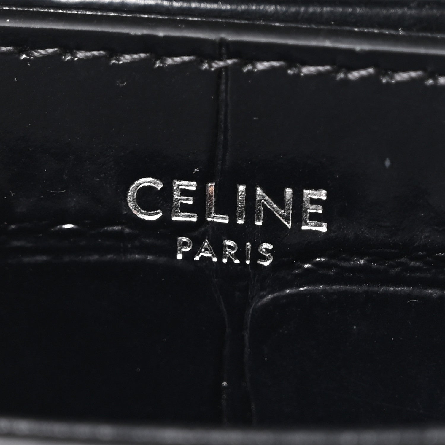 Celine Calfskin Crocodile Embossed Medium Triomphe Besace Black 6 of 11
