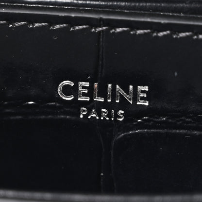 Celine Calfskin Crocodile Embossed Medium Triomphe Besace Black 6 of 11