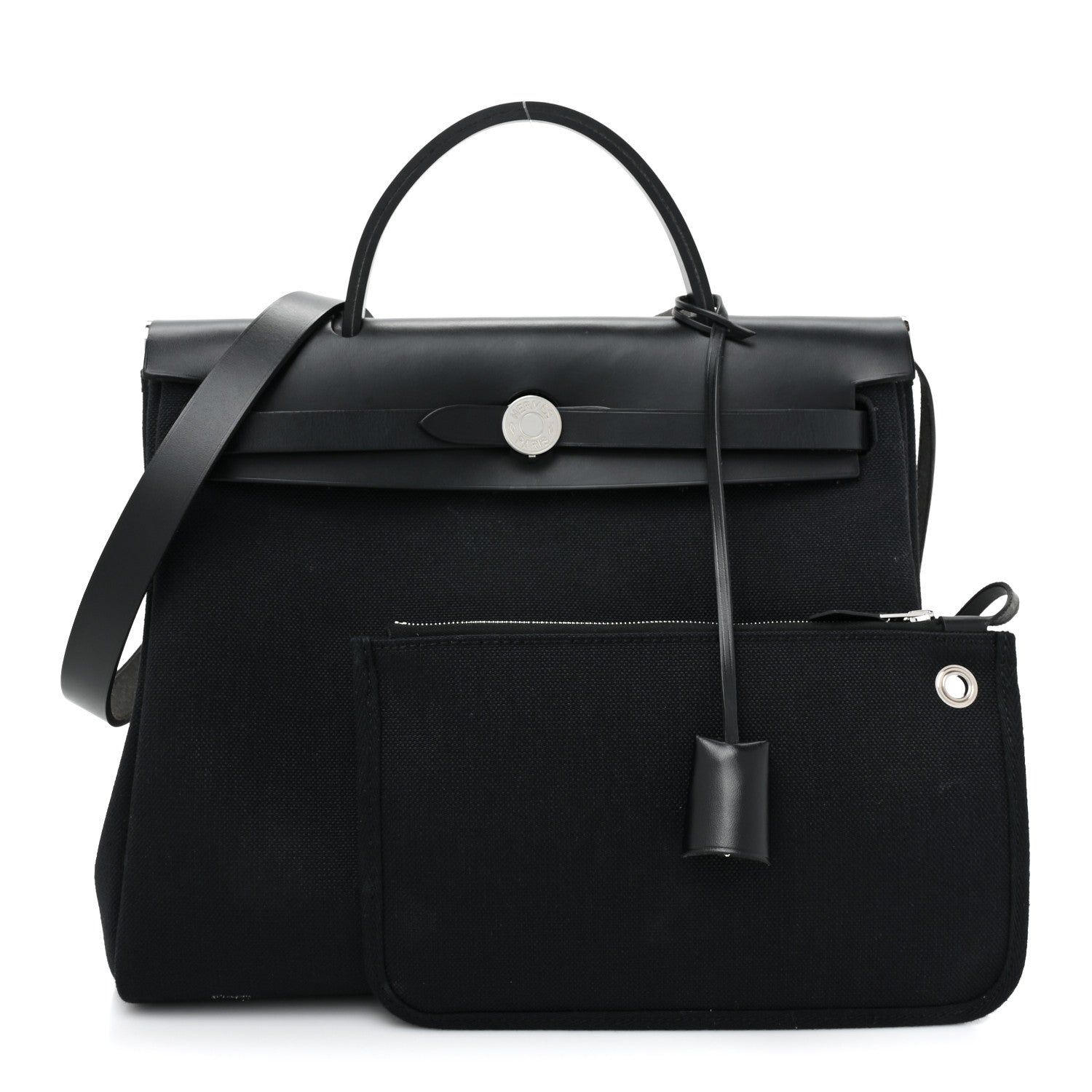 Hermes Military Toile Vache Hunter Herbag Zip PM 31 Black 4 of 13