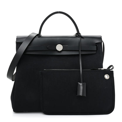 Hermes Military Toile Vache Hunter Herbag Zip PM 31 Black 4 of 13