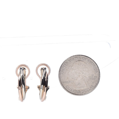 Cartier 18K Pink Yellow White Gold Small Trinity Clip-On Hoop Earrings 2 of 4