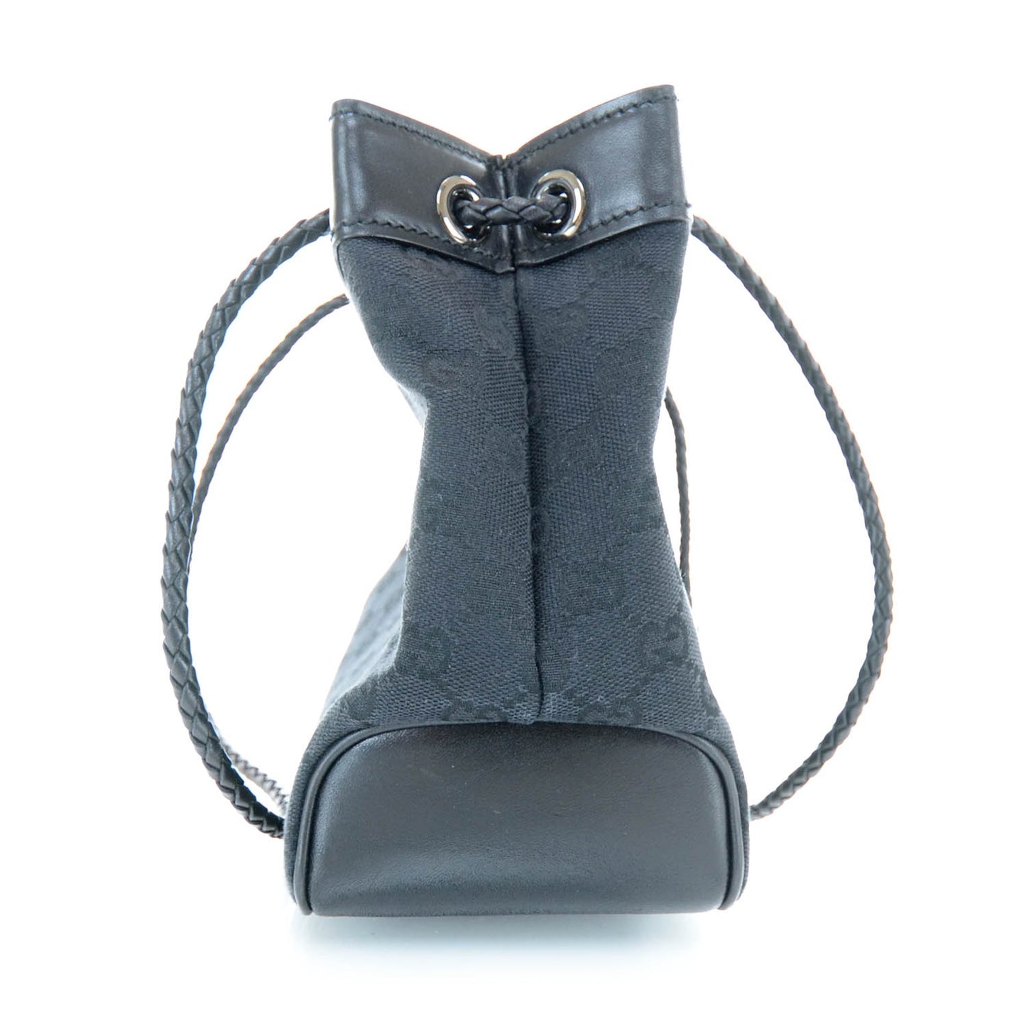Canvas Monogram Woven Handle Tote Black
