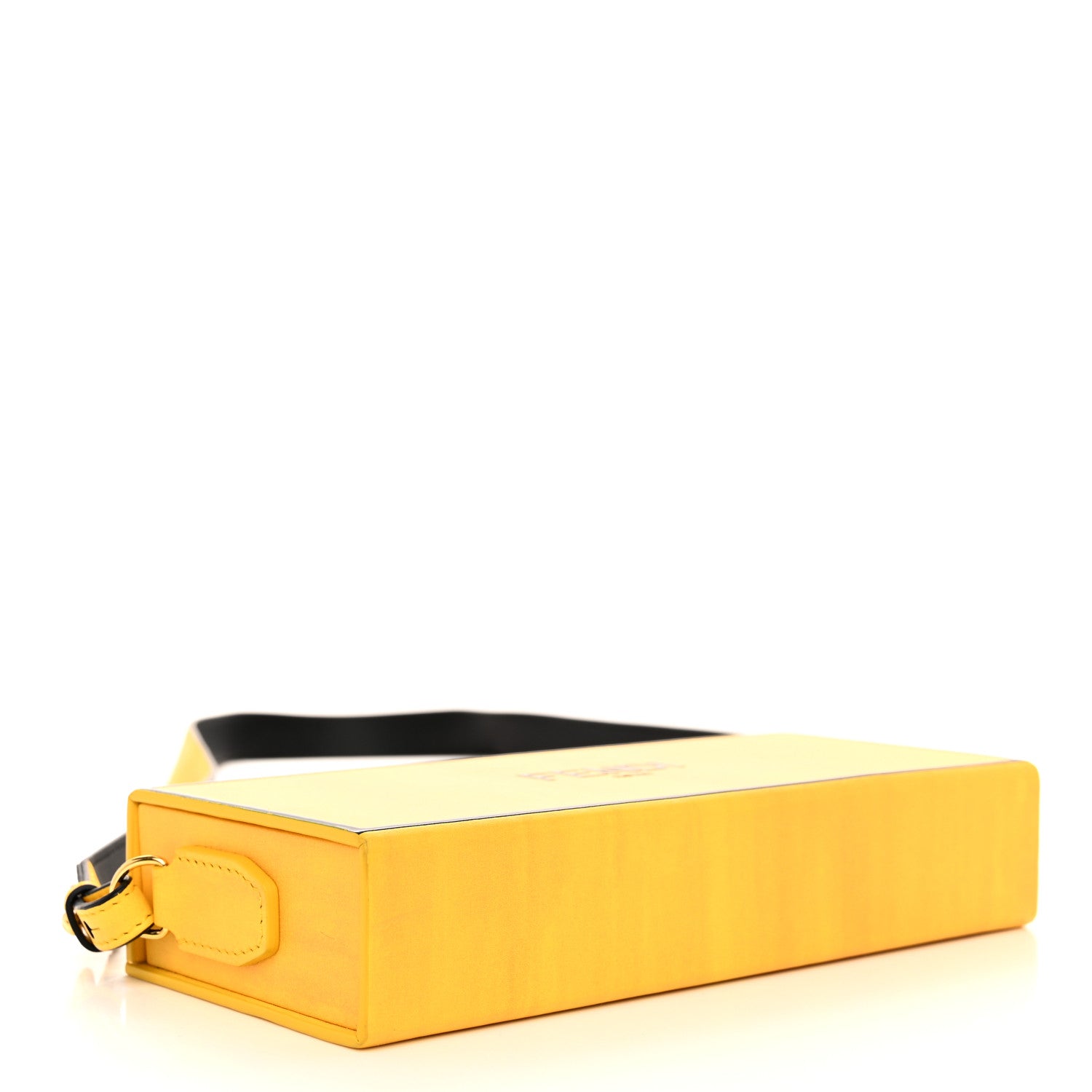 Fendi Vitello Fluffy Logo Horizontal Box Crossbody Bag Yellow Box Black 4 of 11