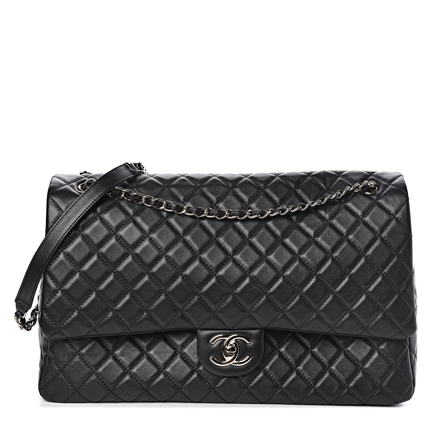 Chanel Calfskin Quilted XXL Travel Flap Bag Black 2 of 11