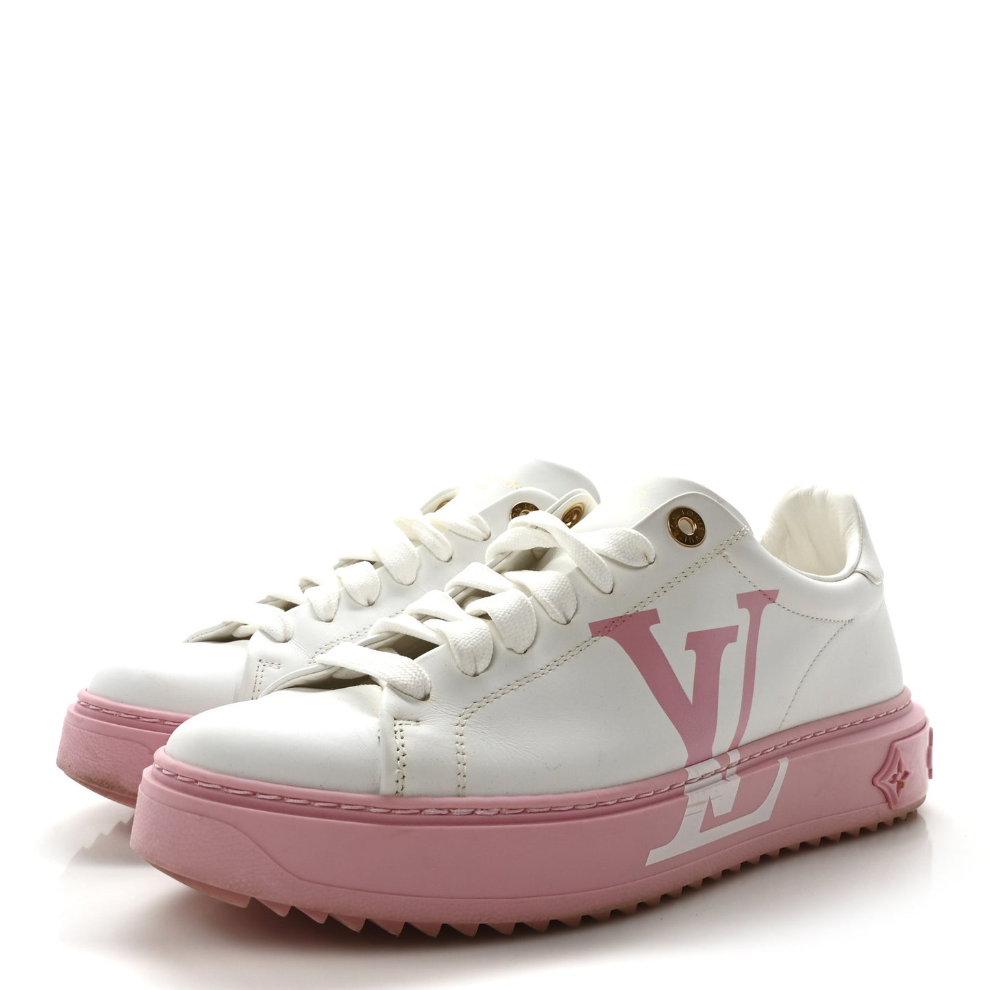 Calfskin LV Timeout Sneaker 40 White Rose Clair