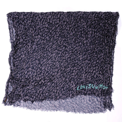 Louis Vuitton Cashmere Silk Leopard Stole Blue 3 of 6