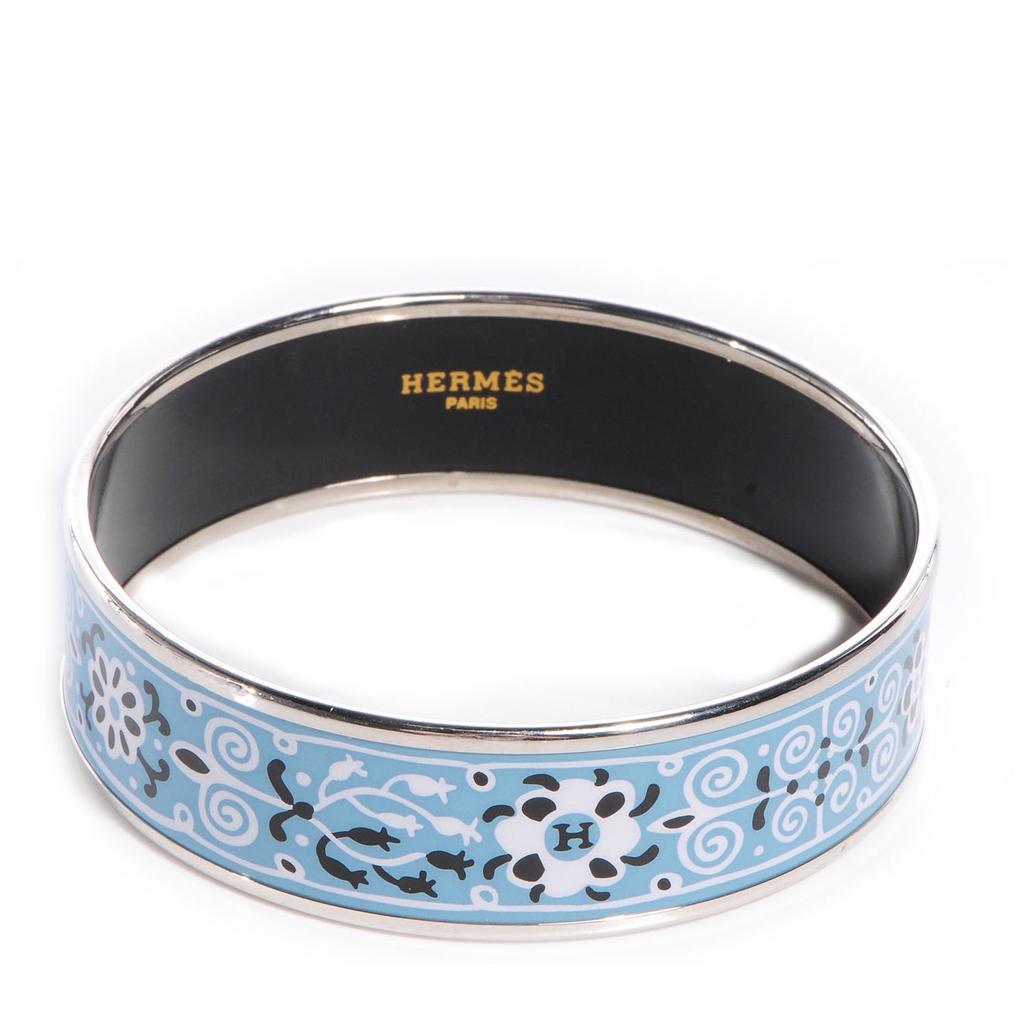 Enamel Printed Petits Chevaux De Hongrie Wide Bracelet 70 Bleu
