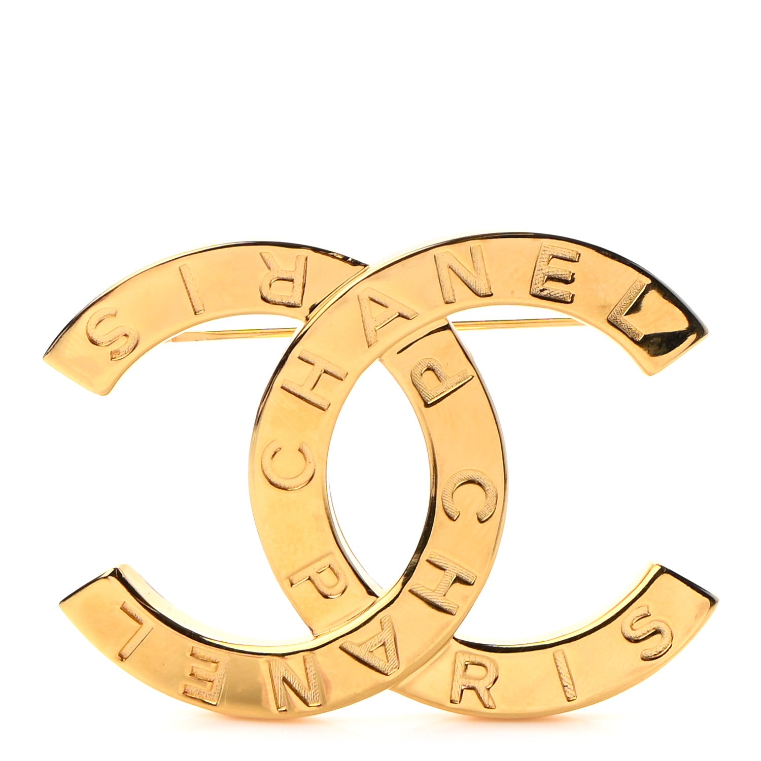 Chanel Metal Paris Button CC Large Brooch Gold 1 of 5
