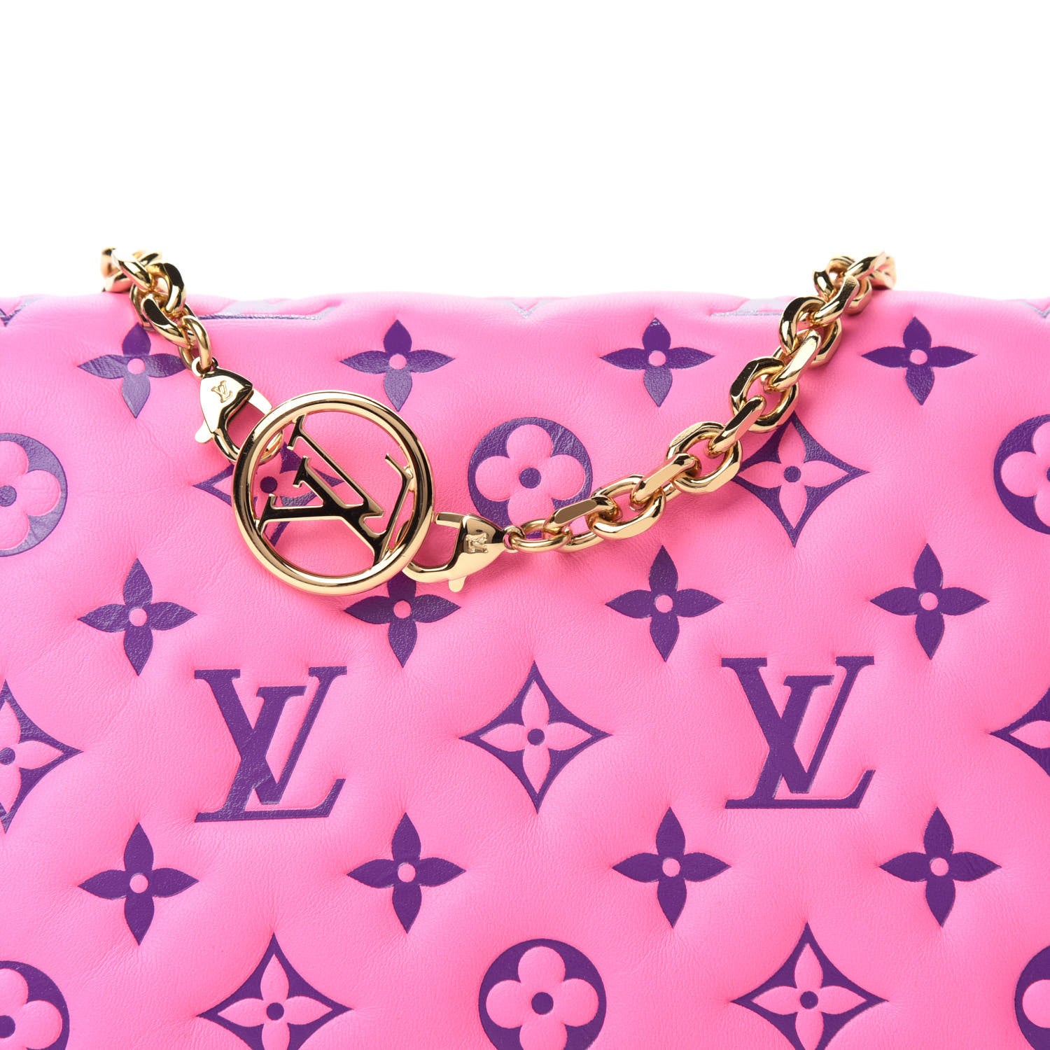 Louis Vuitton Lambskin Embossed Monogram Vuittamins Pochette Coussin Rose Violet 9 of 10