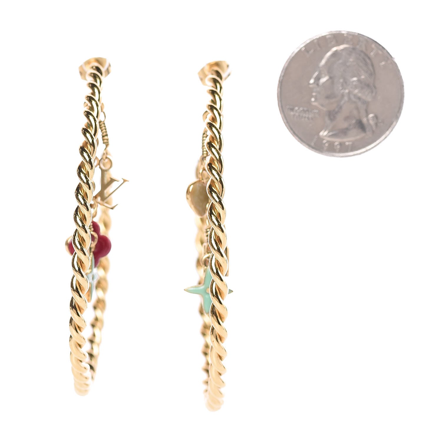 Louis Vuitton Sweet Monogram Creole Hoop Earrings Gold 2 of 4