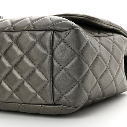 Chanel Metallic Calfskin Quilted Small XXL Travel Flap Bag Dark Silver 10 of 11