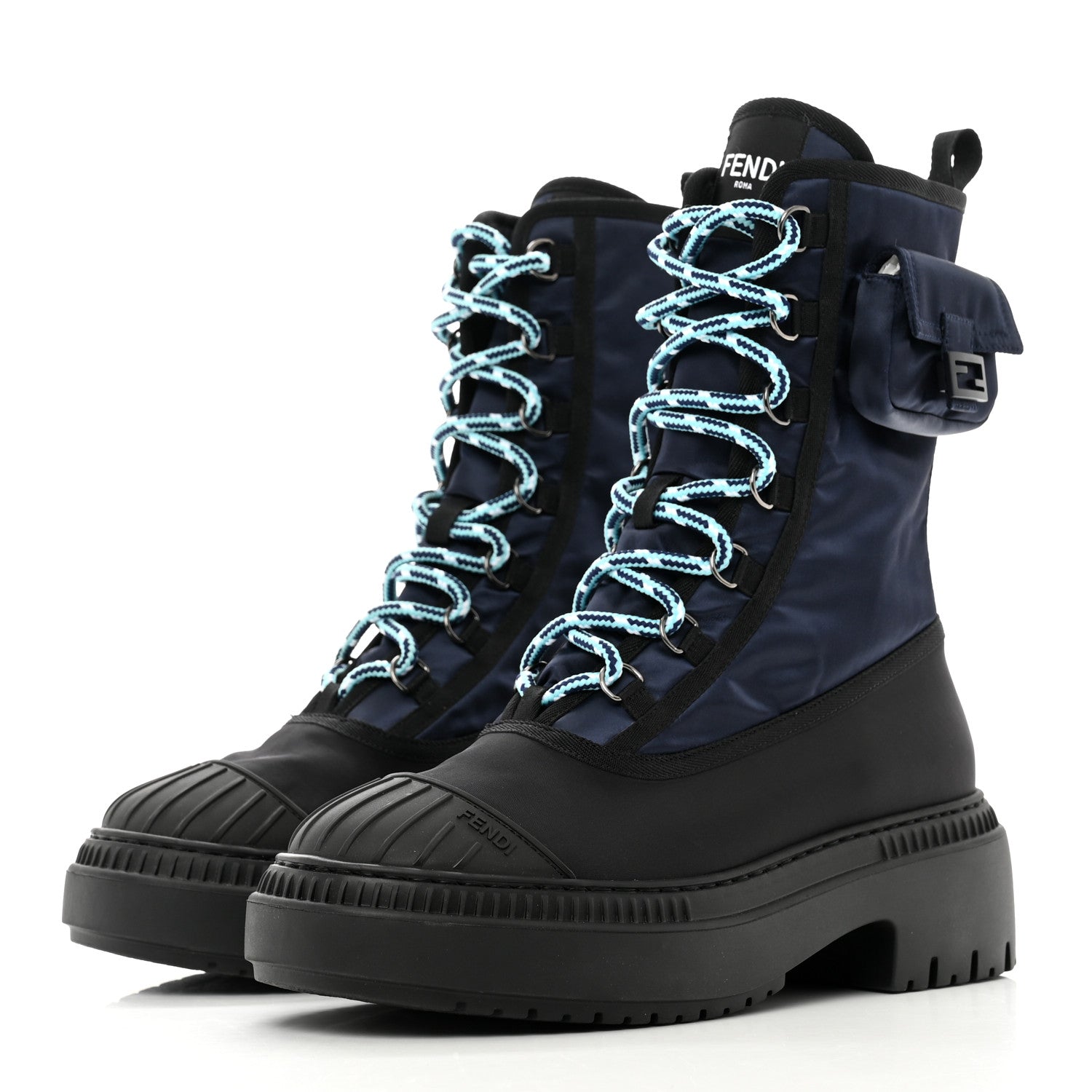 Fendi Nylon Baguette Domino 50mm Biker Boots 38 Eddie Black 3 of 10