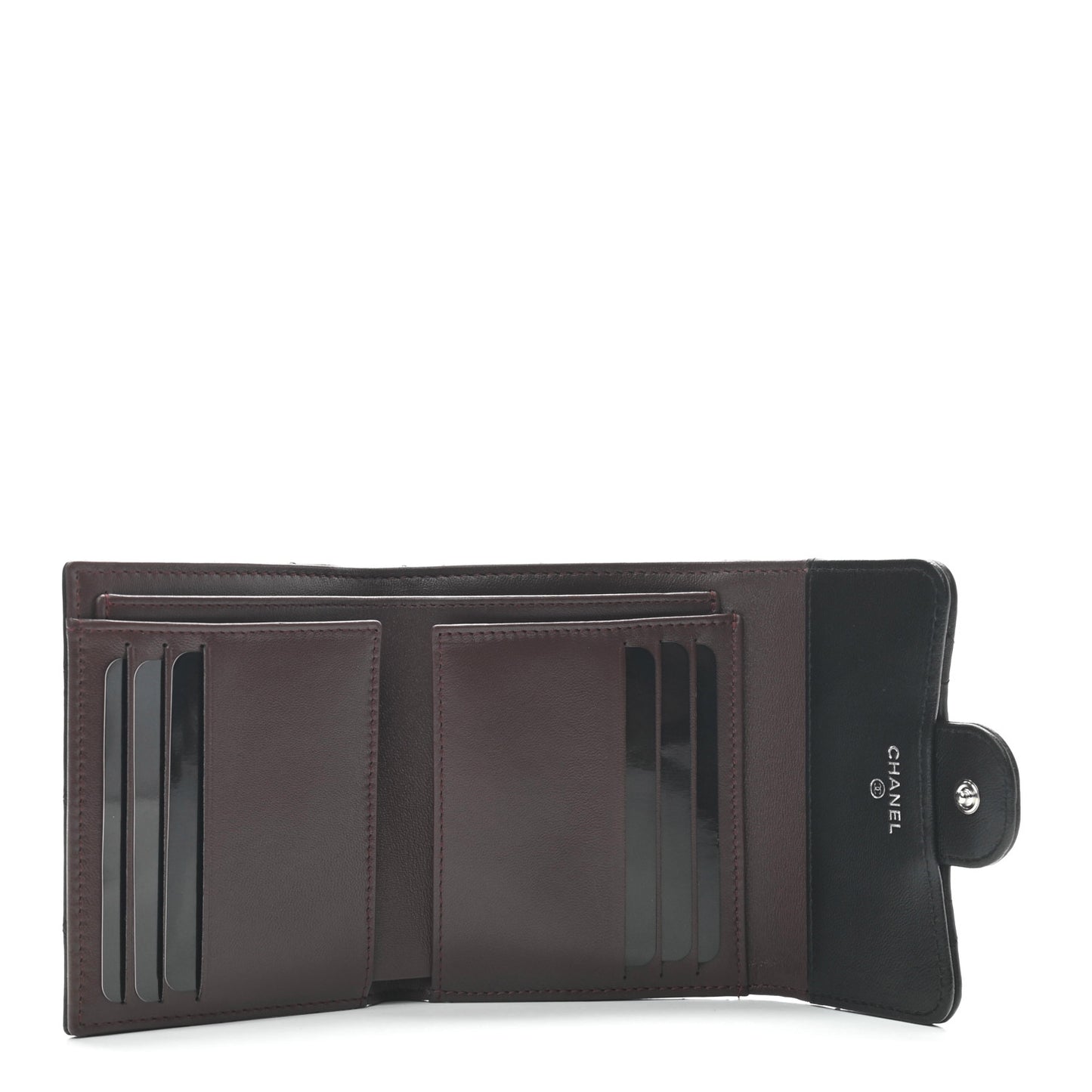 Lambskin Quilted Compact Flap Wallet Black