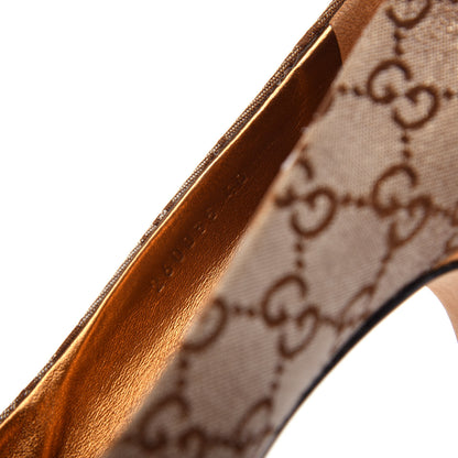Gucci Metallic Monogram GG Horsebit Peep Toe Pumps 40 Brown 10 of 10