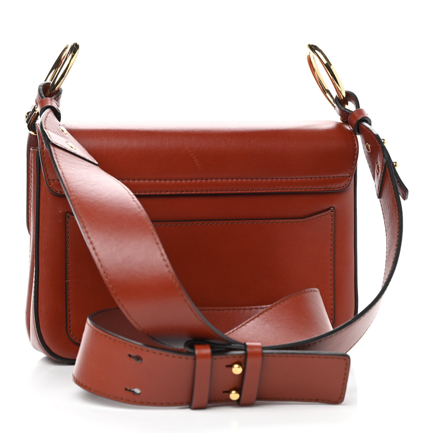 Shiny Calfskin Suede Small C Double Carry Bag Sepia Brown