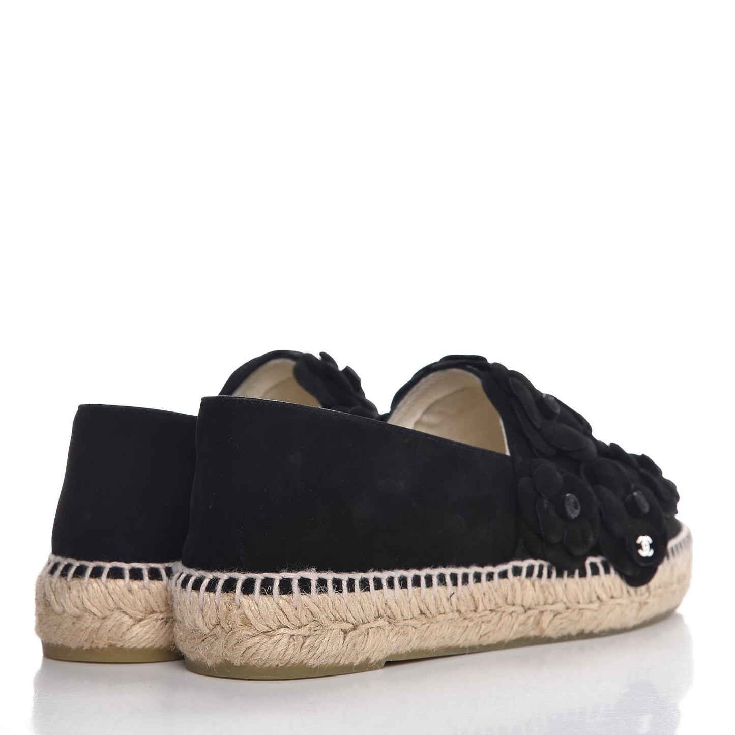 Suede Camellia CC Espadrilles 38 Black