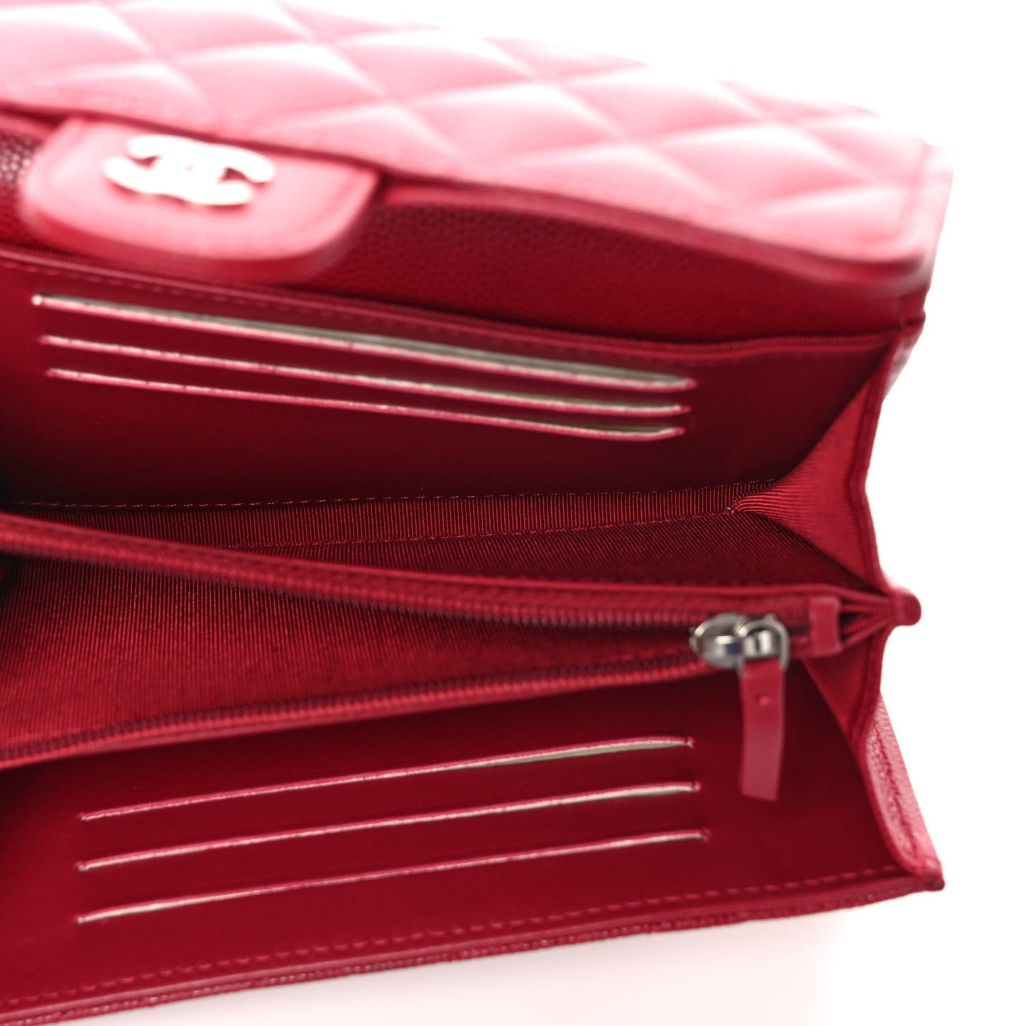 Caviar Quilted Medium Flap Wallet Dark Pink