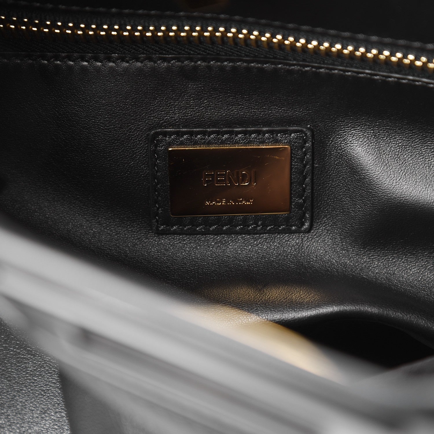 Fendi Vitello Seta Shiny Nappa Medium Peekaboo Iconic Satchel Black 7 of 8