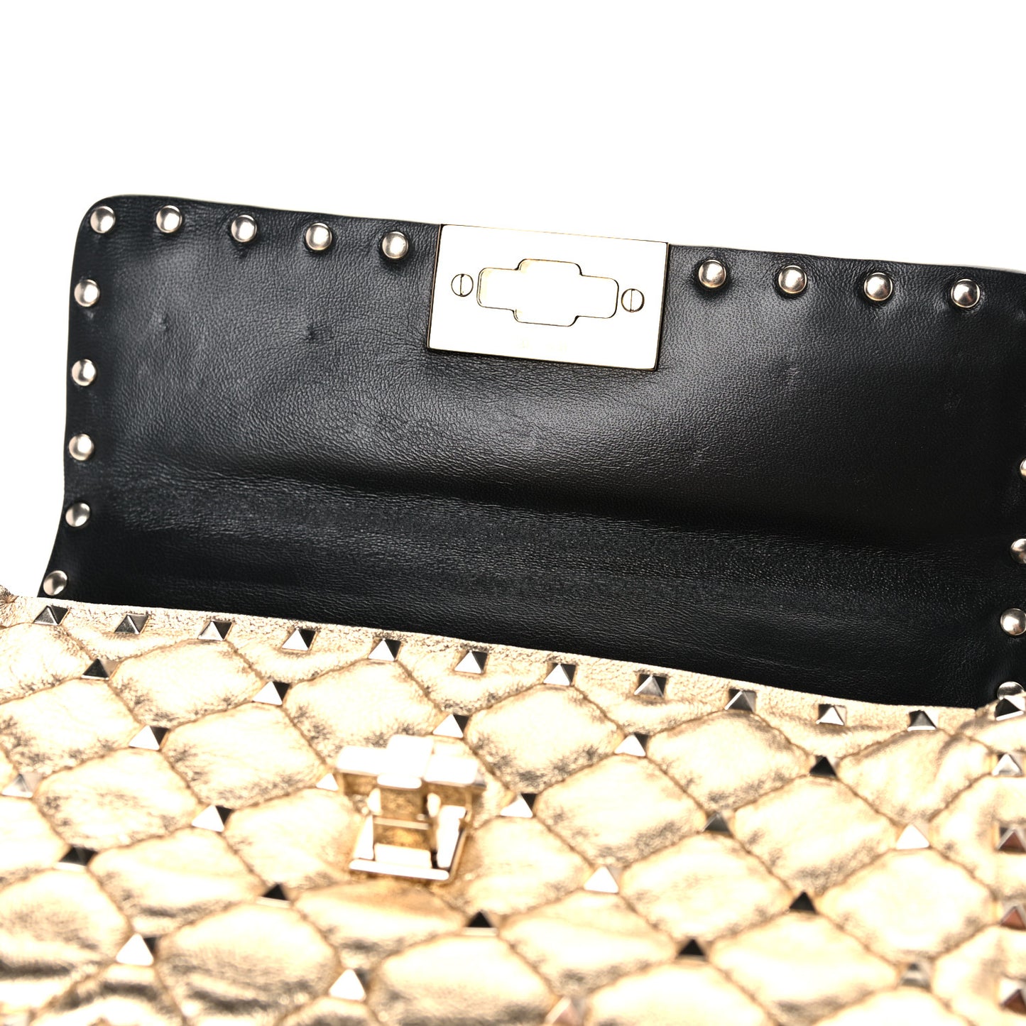 Metallic Nappa Small Rockstud Spike Shoulder Bag Mekong