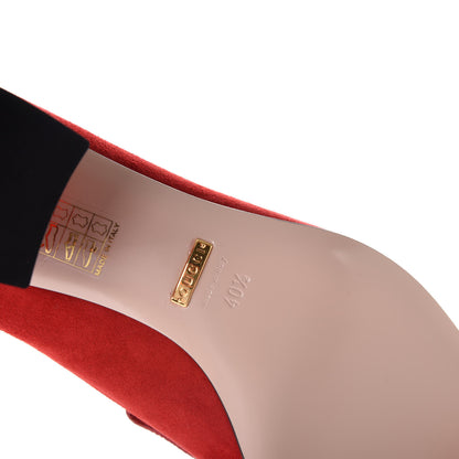 Gucci Kid Scamosciato GG Marmont Fringe 50mm Loafer Pumps 40.5 Vulcanic Red 8 of 10