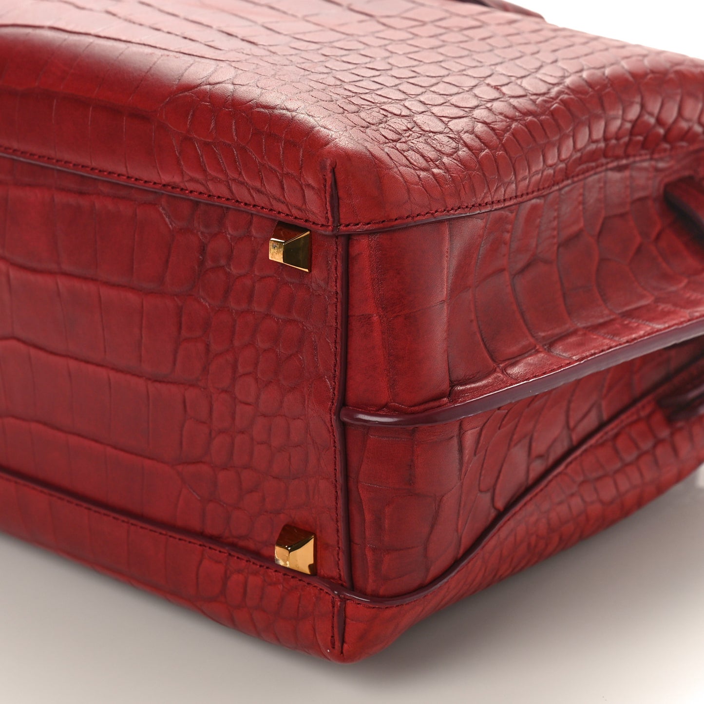 Calfskin Crocodile Embossed Medium Milla Tote Ruby