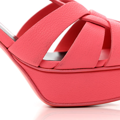Saint Laurent Grained Calfskin Tribute 75 Platform Sandals 39.5 Rose Clair 12 of 16