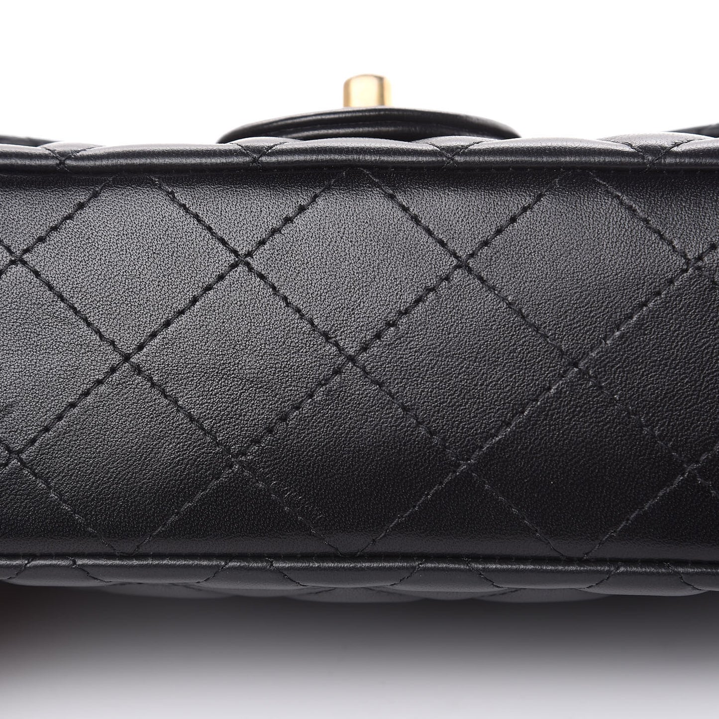 Lambskin Quilted Mini Rectangular Flap Black